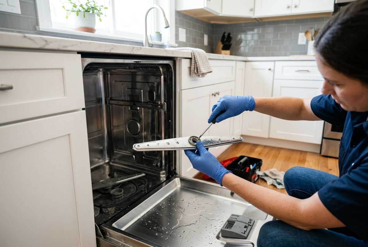 Dishwasher Repair technician at work